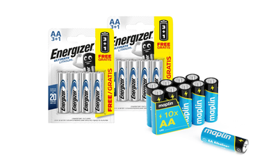 Energizer lithium AA batteries and Maplin alkaline AA batteries