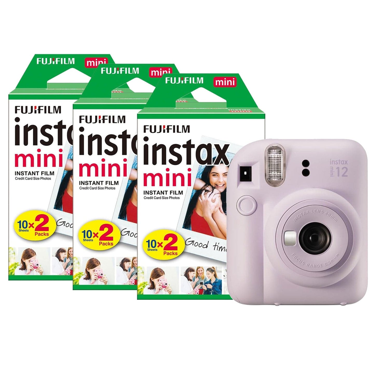 Fujifilm Instax Mini 12 Instant Camera - Lilac Purple Camera + 60 Shot Pack
