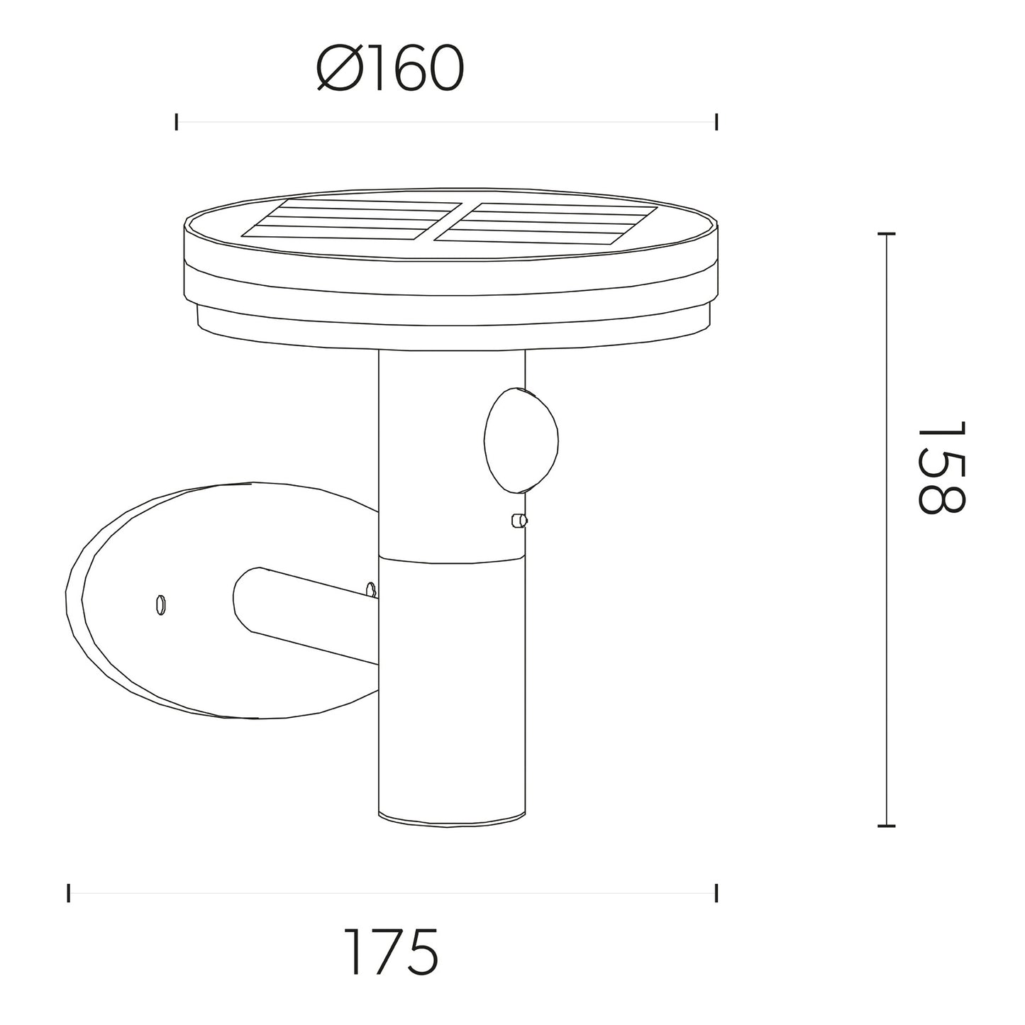 4lite Antheia Solar IP54 Die-Cast Aluminium LED Outdoor Wall Light with Built in PIR Motion Sensor