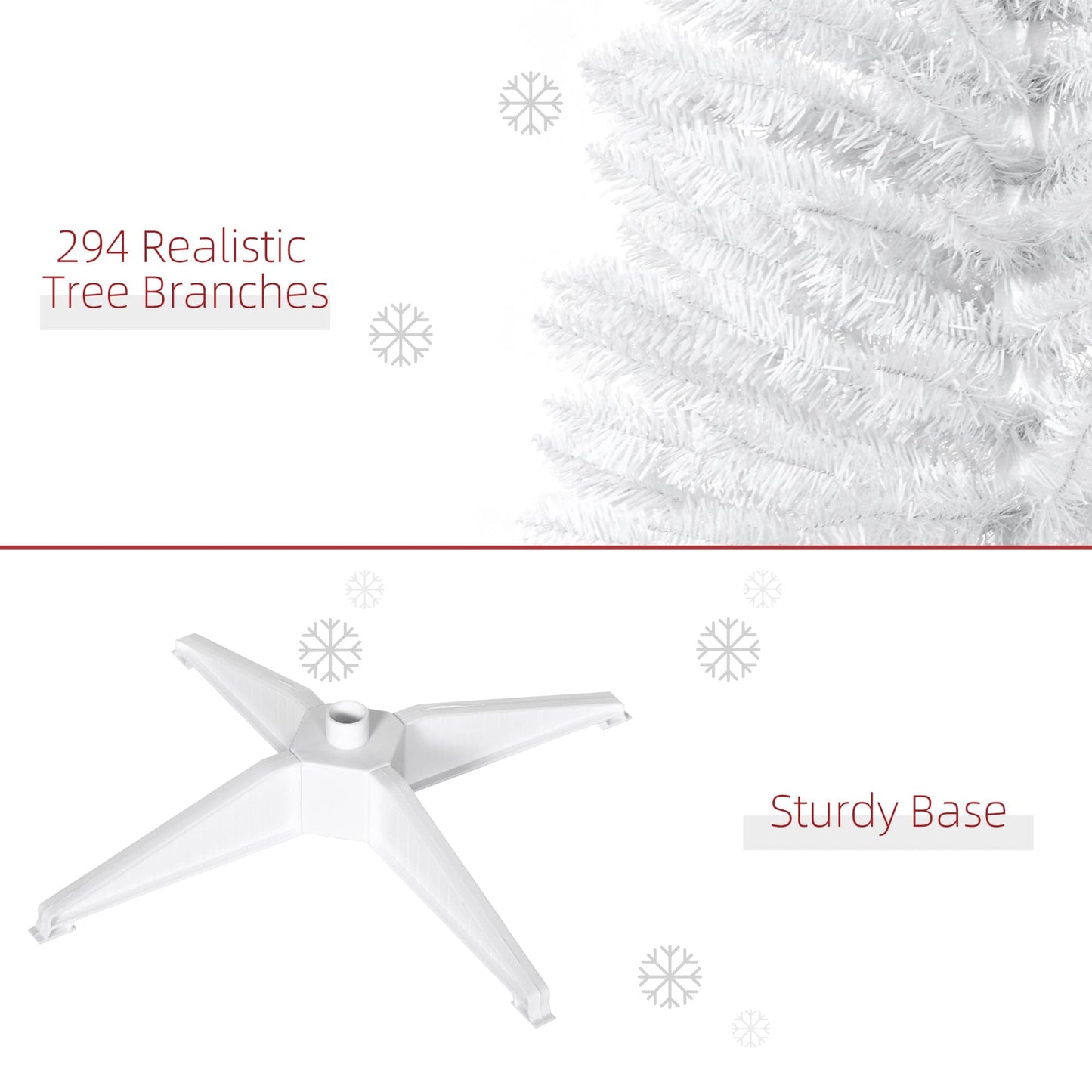 HOMCOM 5ft Artificial Pine Pencil Slim Tall Christmas Tree with Stand - White - maplin.co.uk