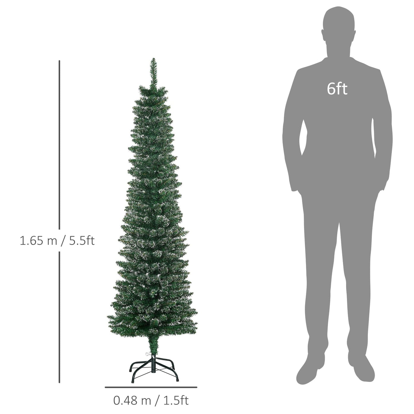 HOMCOM 5.5ft Artificial Snow Dipped Christmas Tree with Foldable Stand - maplin.co.uk