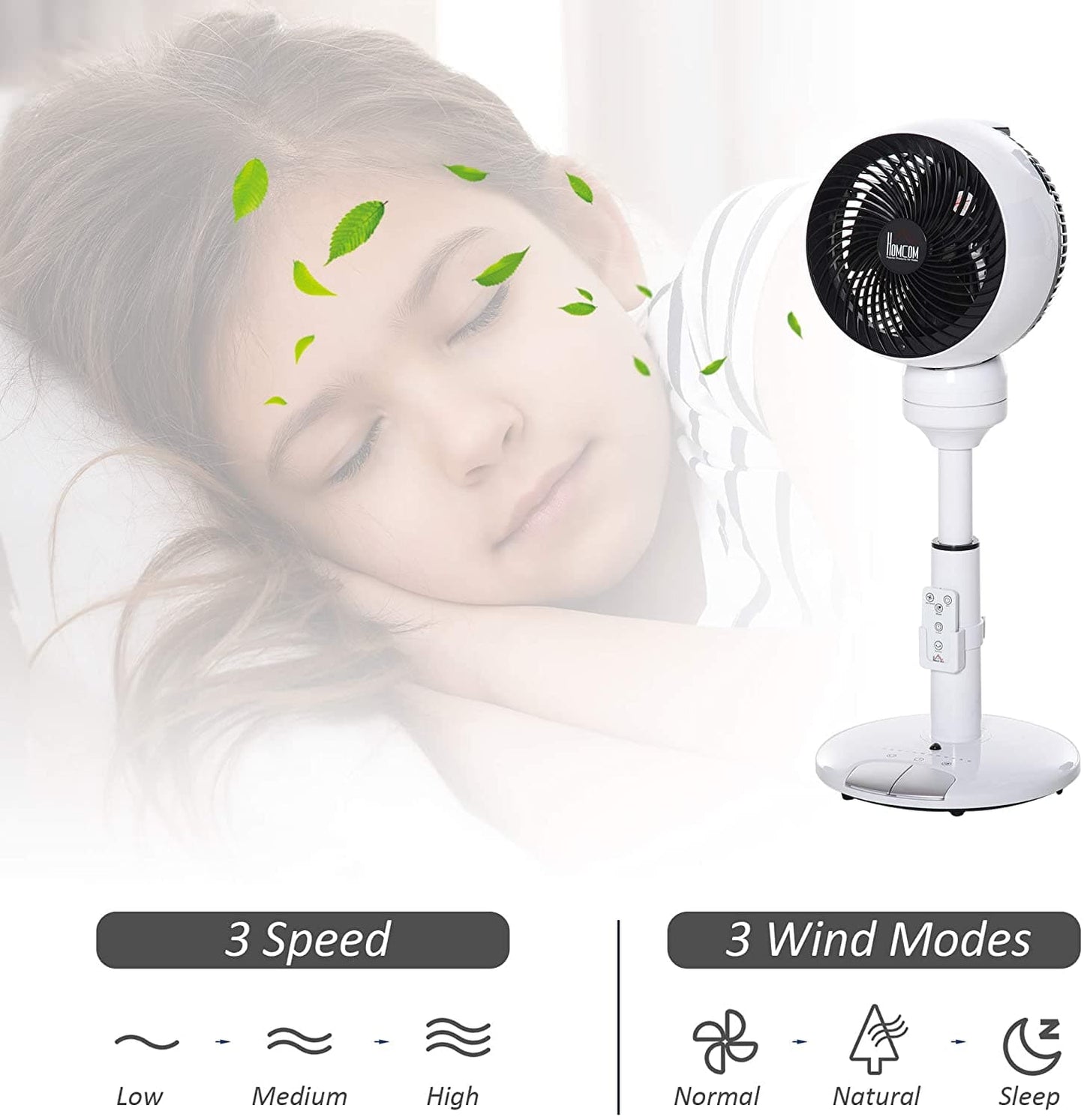 HOMCOM 28'' Oscillating Air Circulator Fan - White - maplin.co.uk