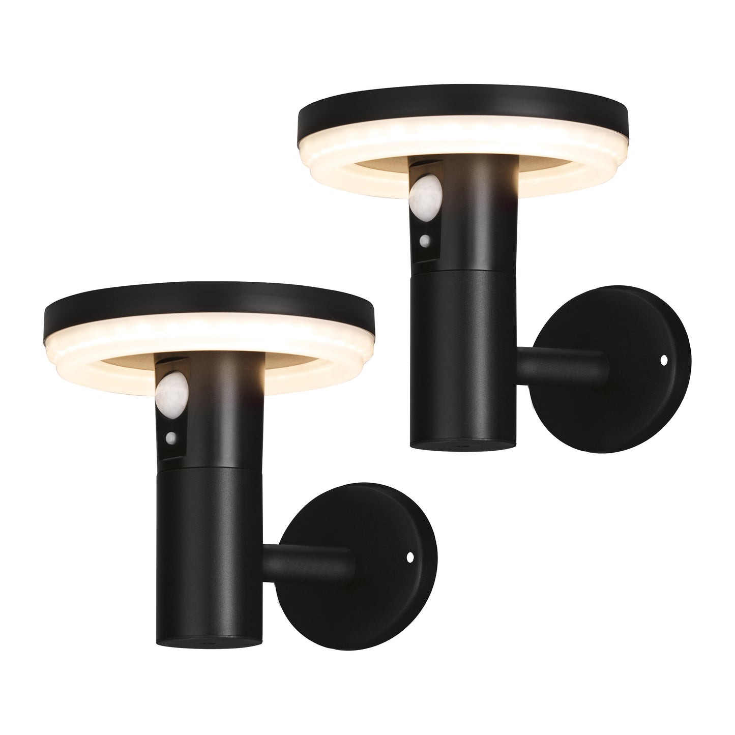 4lite Antheia Solar IP54 Die-Cast Aluminium LED Outdoor Wall Light with Built in PIR Motion Sensor Pack of 2