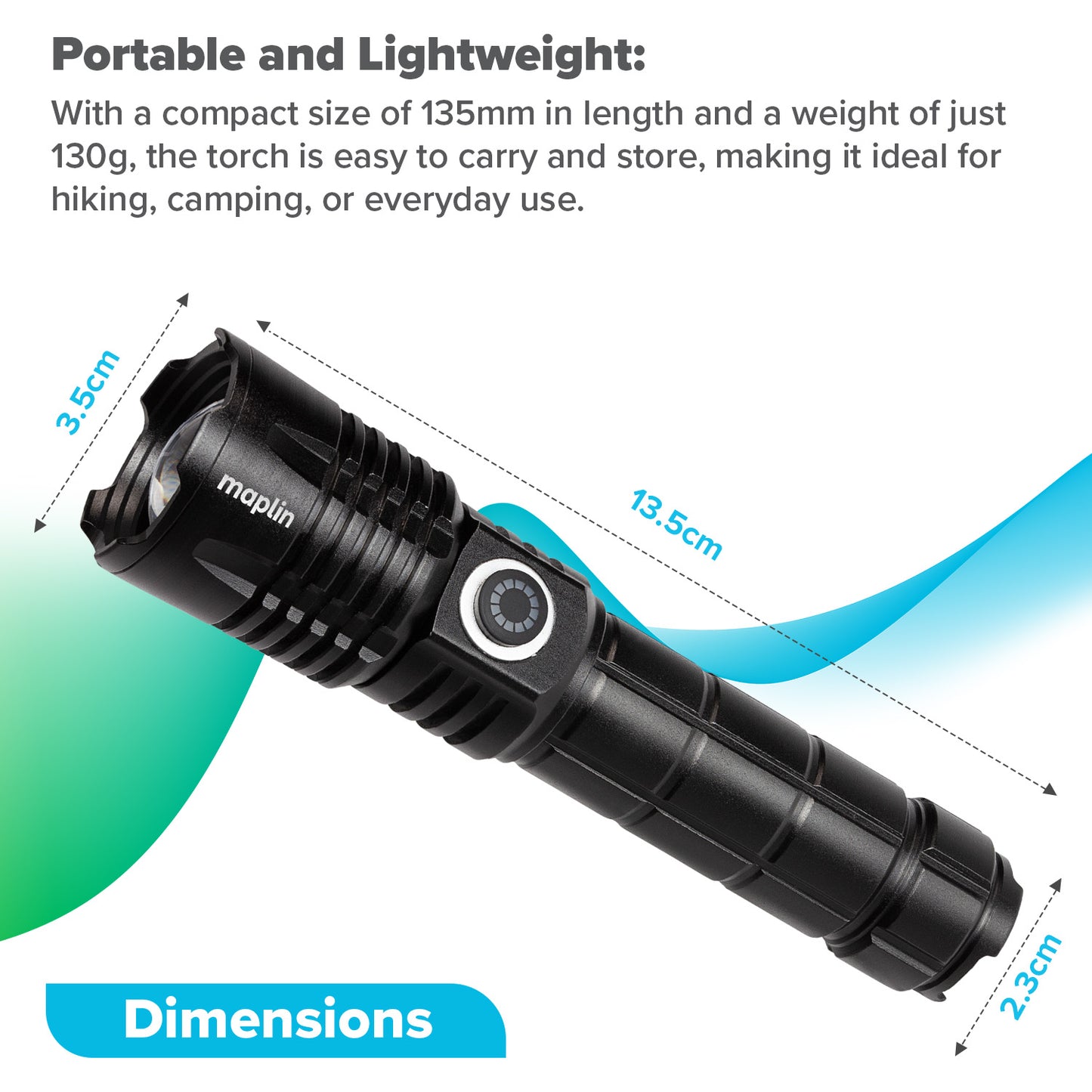 Maplin LED 600 Lumens Lithium Rechargeable Torch