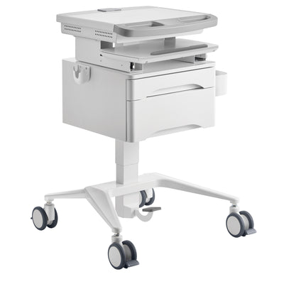 ProperAV Mobile Workstation Trolley Cart with Drawers