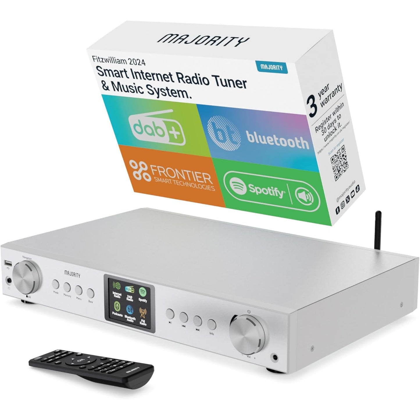 Majority Fitzwilliam 2 Internet Radio Tuner Silver