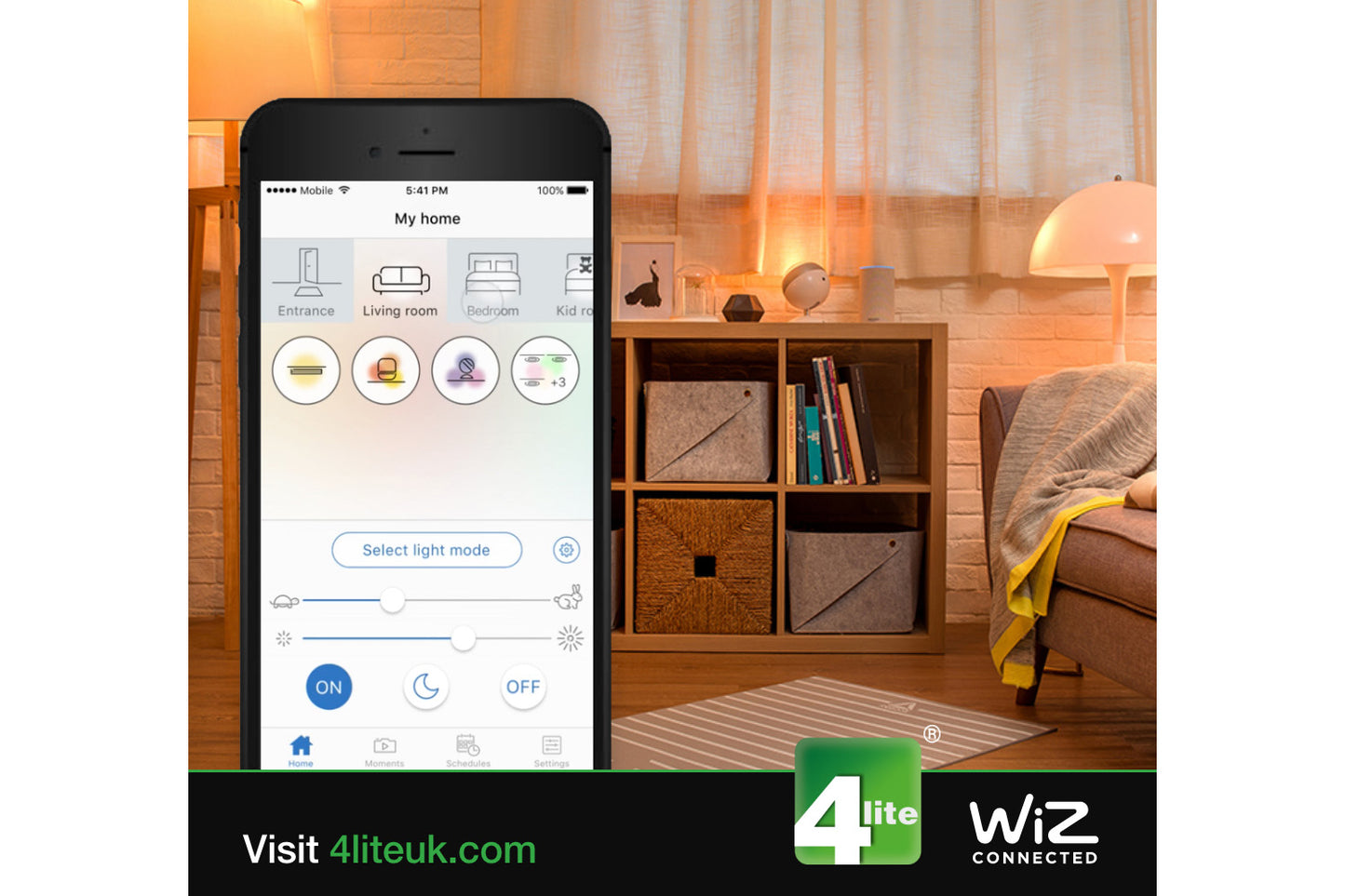 4lite WiZ Connected A60 Dimmable Multicolour WiFi LED Smart Bulb - B22 Bayonet