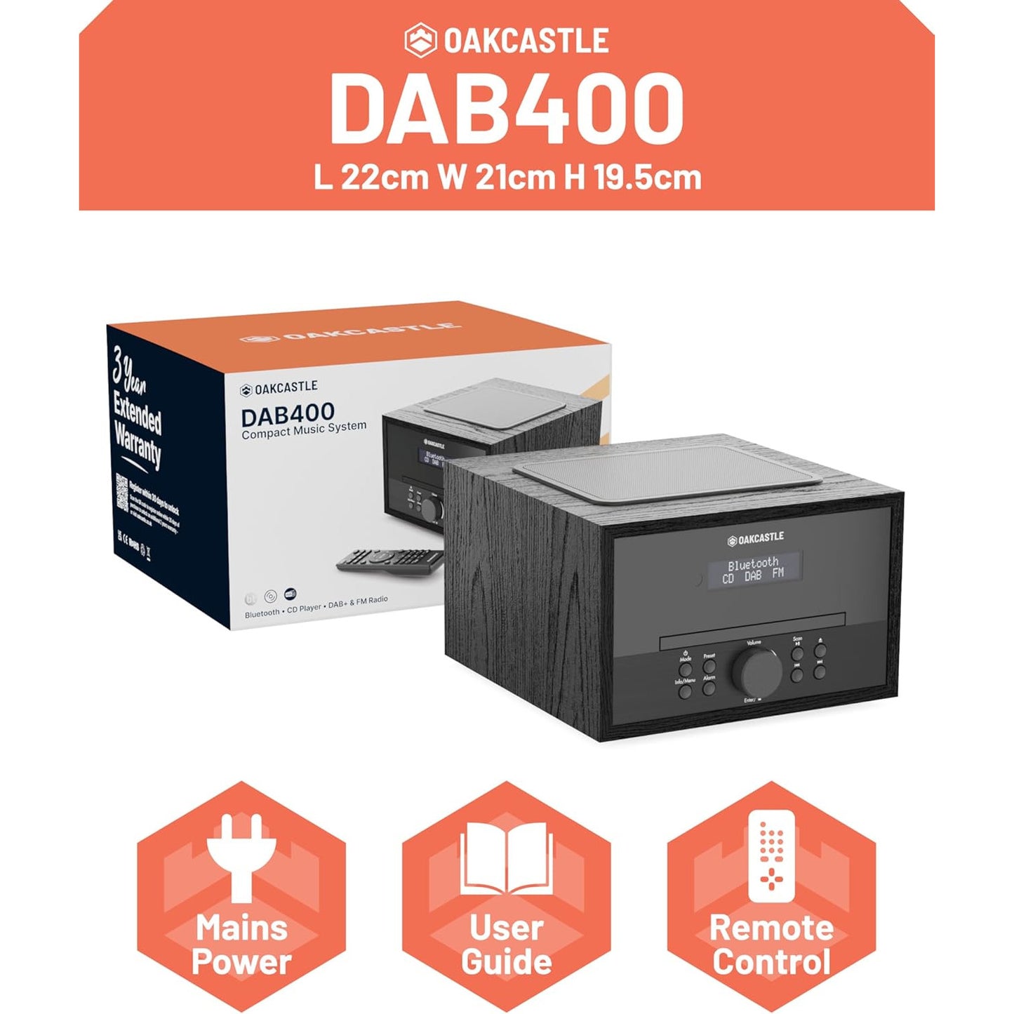 Oakcastle DAB400 DAB & FM Radio Music System