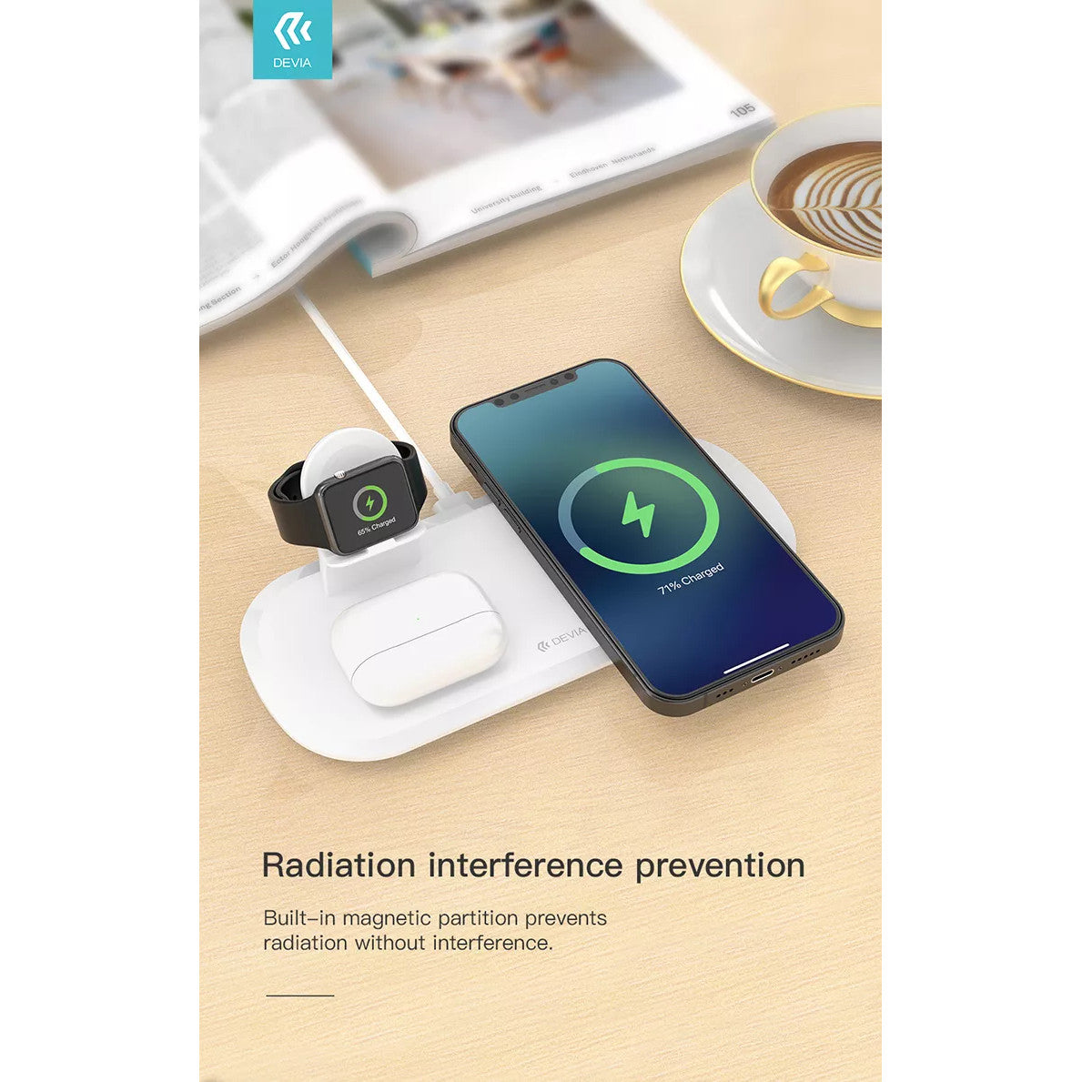 Devia 15W Triple Wireless Magnetic Charging Pad for Apple iPhone, Airpods & Watch