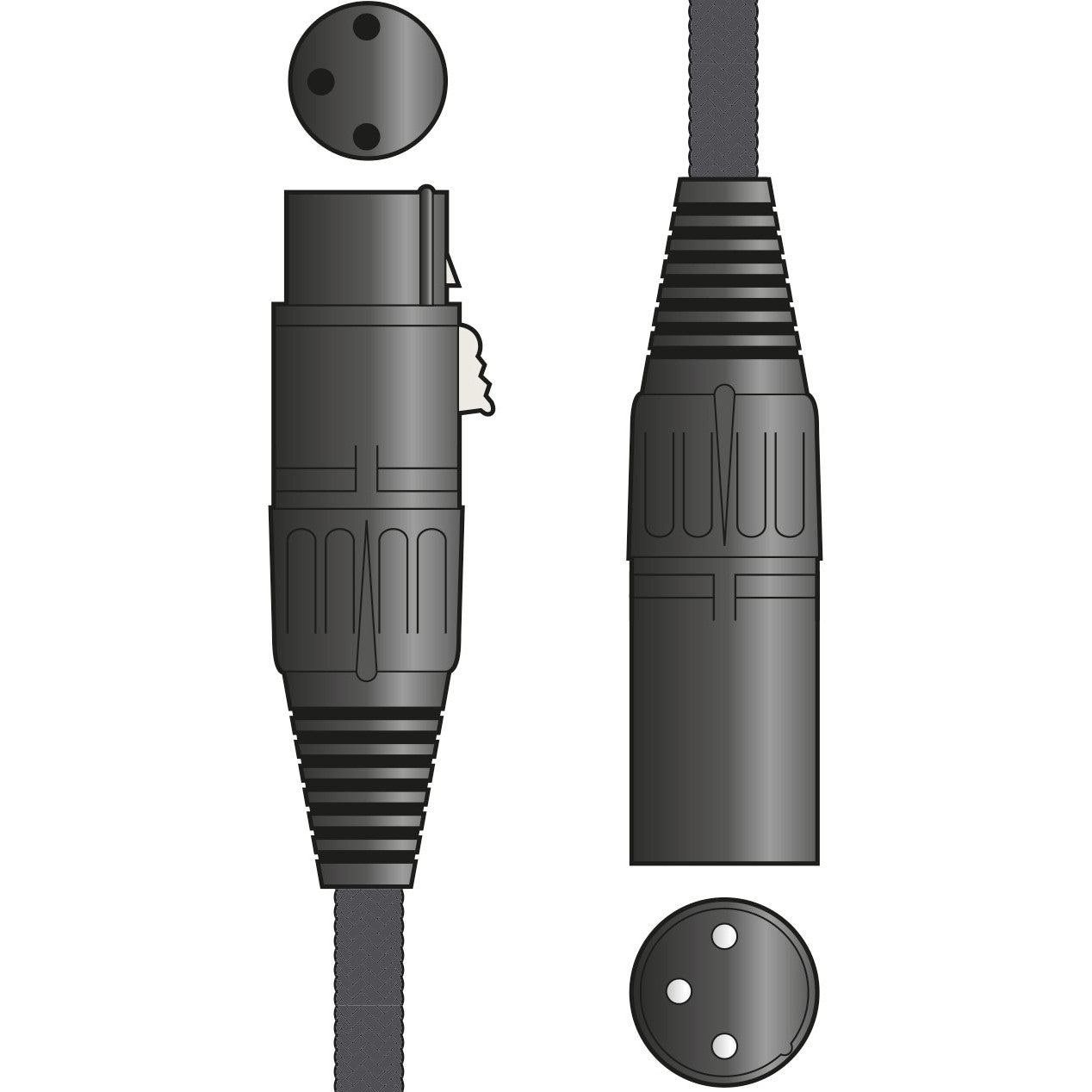 Citronic Retro Braided XLR Female to XLR Male Microphone Lead - Black