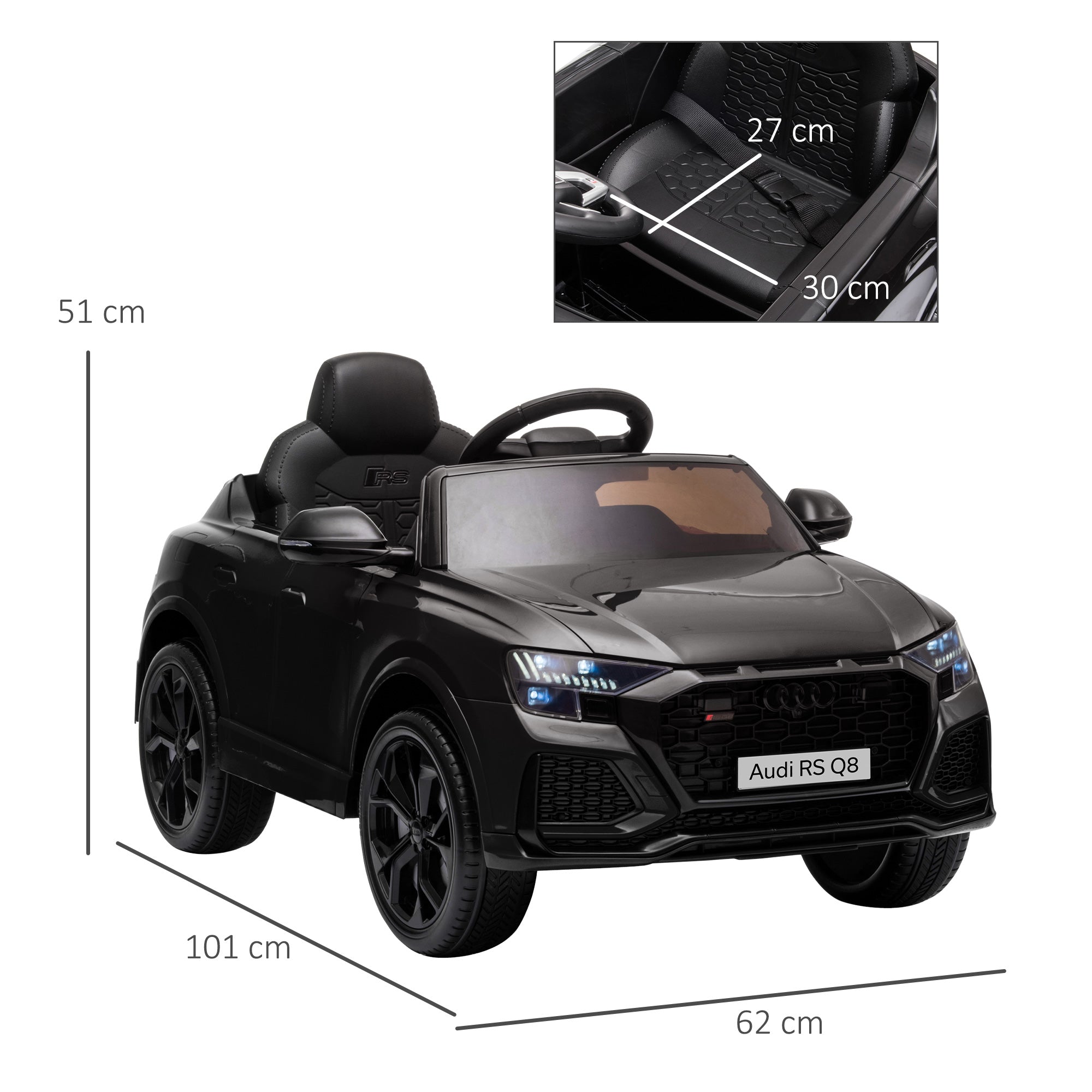 Maplin Plus Audi RS Q8 6V Kids Electric Ride On Toy Car with Remote Control, USB & Bluetooth - maplin.co.uk