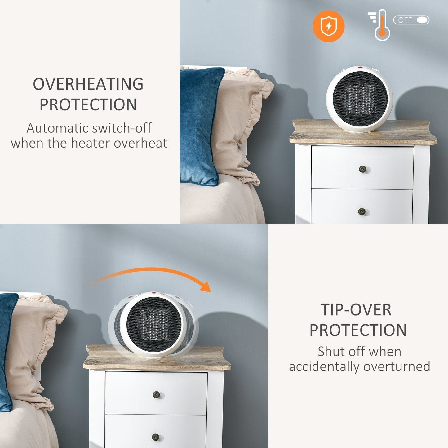 HOMCOM Small Space Ceramic Heater with 3 Heating Modes & Adjustable Temperature - maplin.co.uk