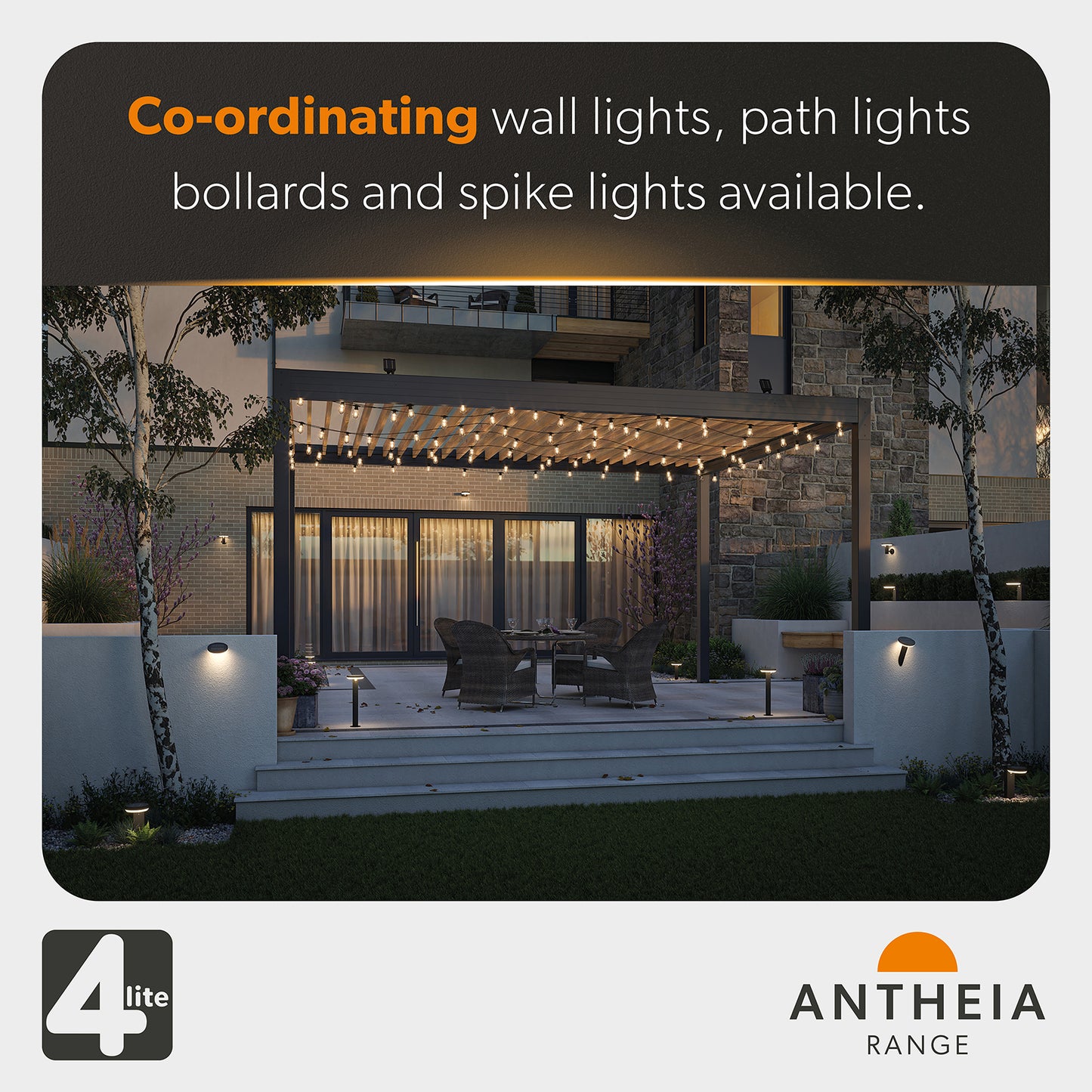 4lite Antheia Solar IP44 Festoon Outdoor String Lights - 3m