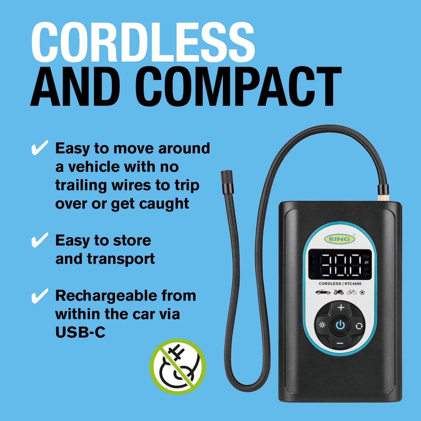 Ring Automotive Cordless Digital Tyre Inflator