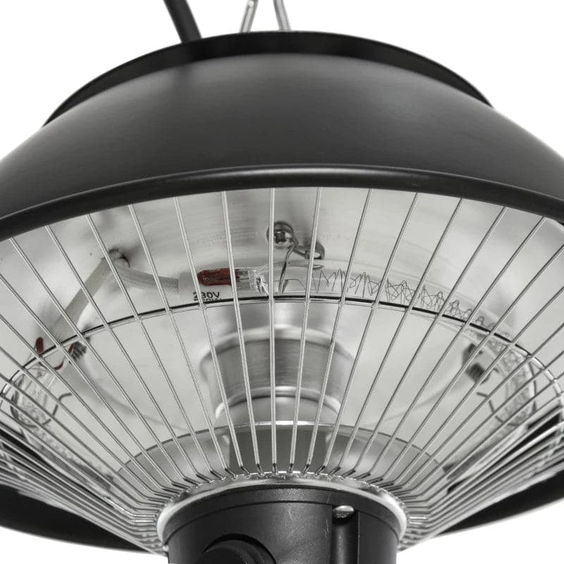 Maplin Plus Aluminium 600W Hanging Electric Patio Heater & Light with Adjustable Hook Chain - Black