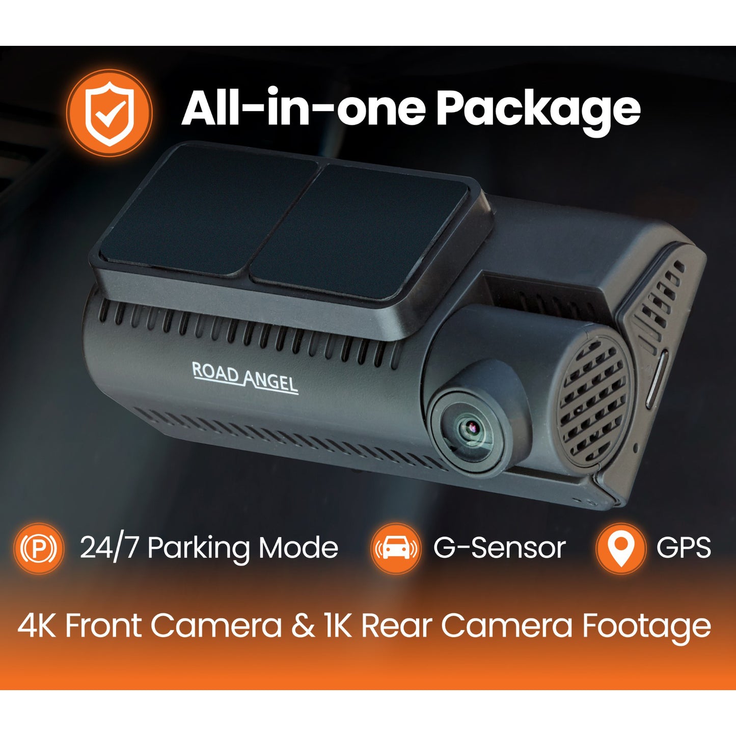 Road Angel Halo Ultima Dual 4K Front & 1080p Rear Dash Cam