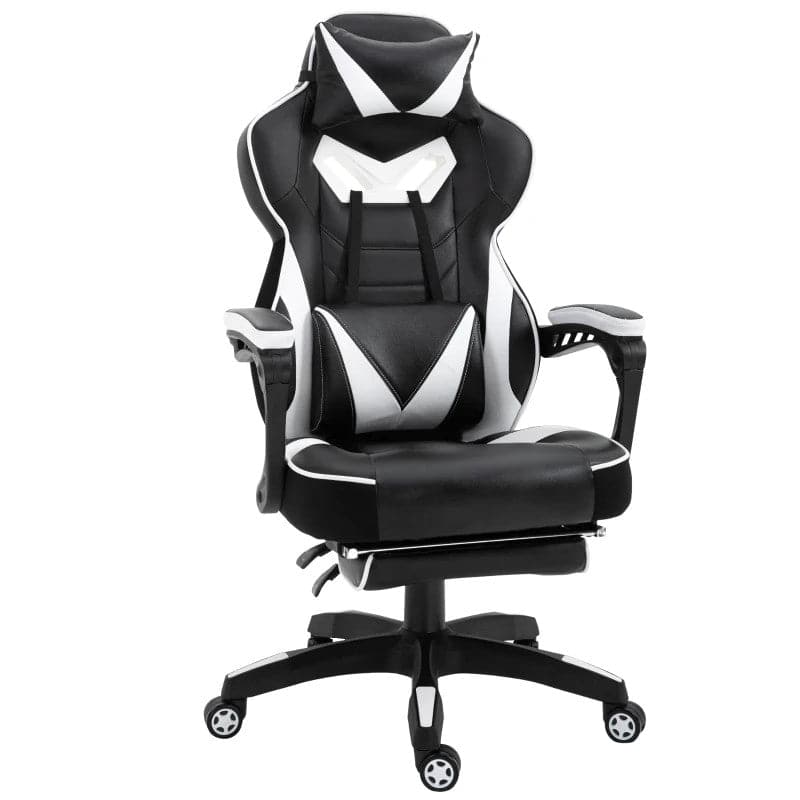 Maplin Ergonomic Racing Adjustable Reclining Gaming Office Chair with Headrest, Lumbar Support & Retractable Footrest - maplin.co.uk
