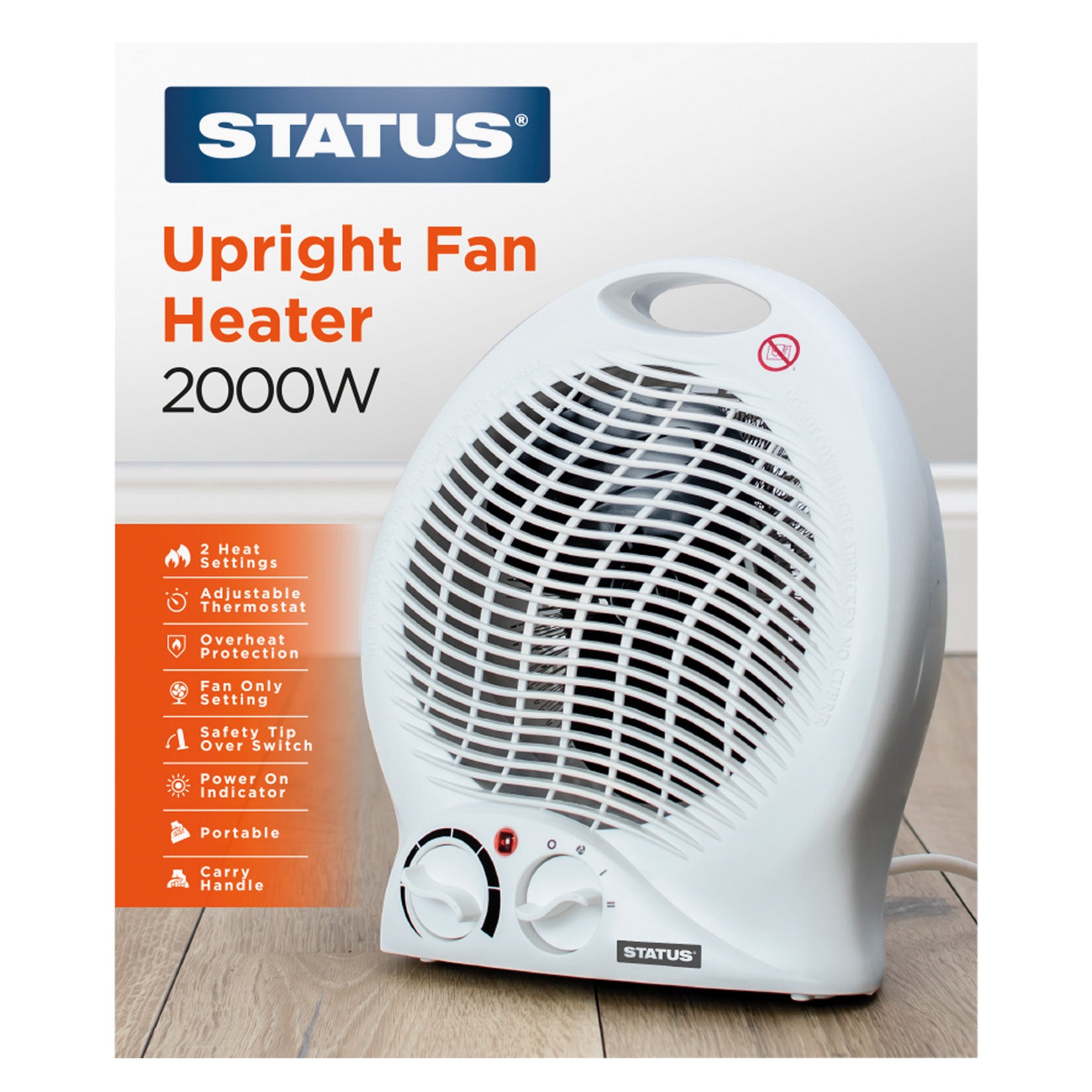 Status 2000W Upright Fan Heater Heating Cooling Maplin