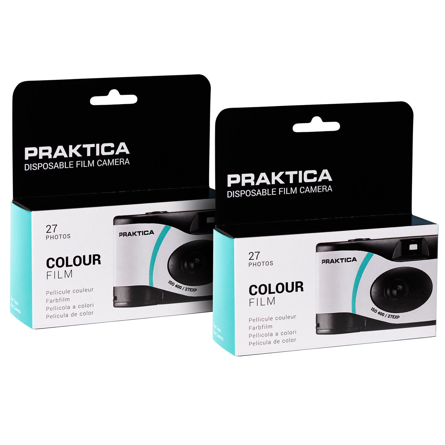 Praktica Single Use Disposable Colour Film Camera with Flash - Blue Pack of 2