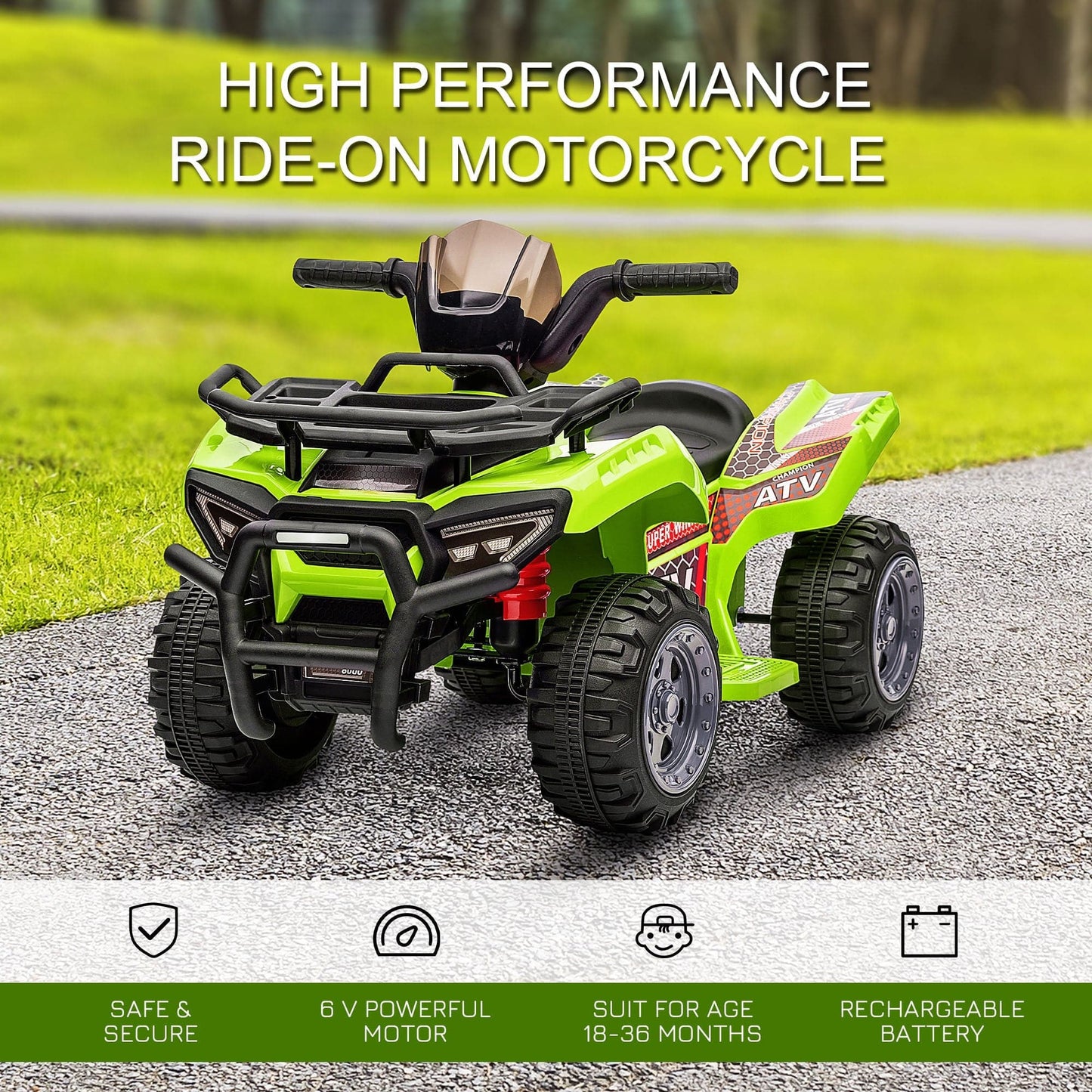 Maplin Plus 6V Kids Electric Ride on Toy ATV Quad Bike with Music & Headlights for 18-36 Months