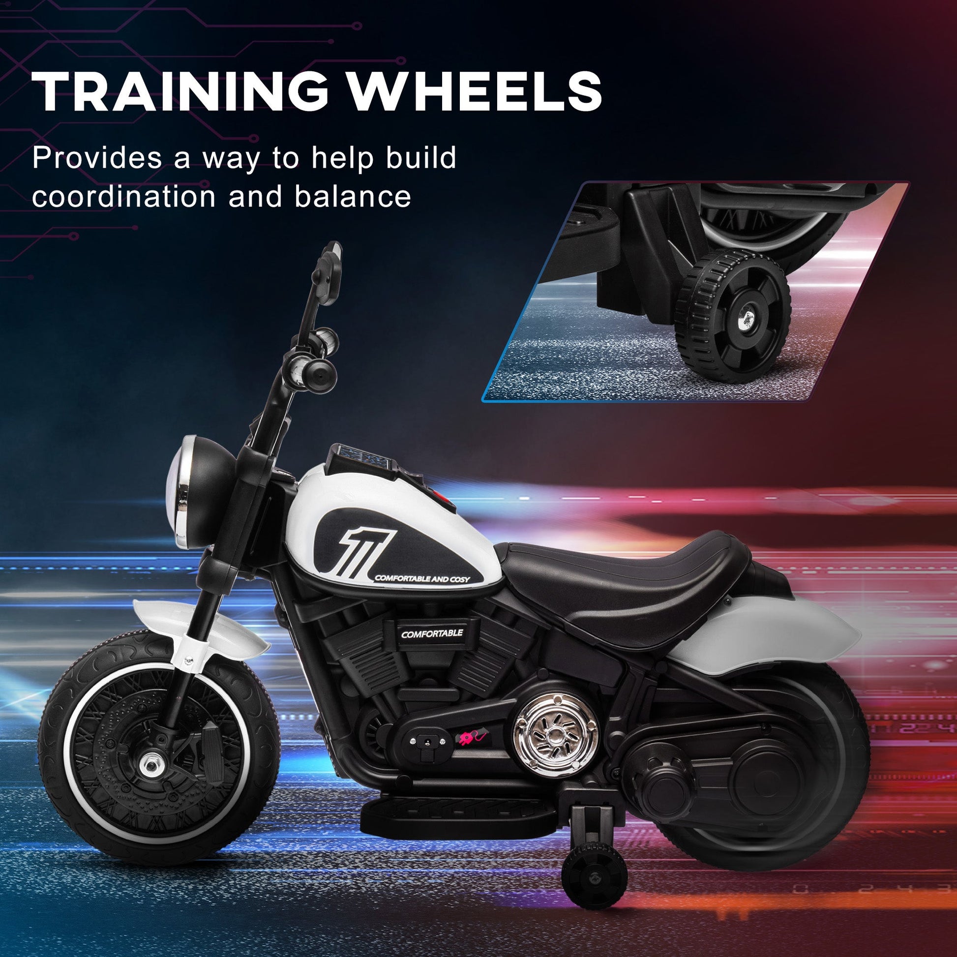 Maplin Plus 6V Electric Motorbike with Training Wheels & One-Button Start - maplin.co.uk
