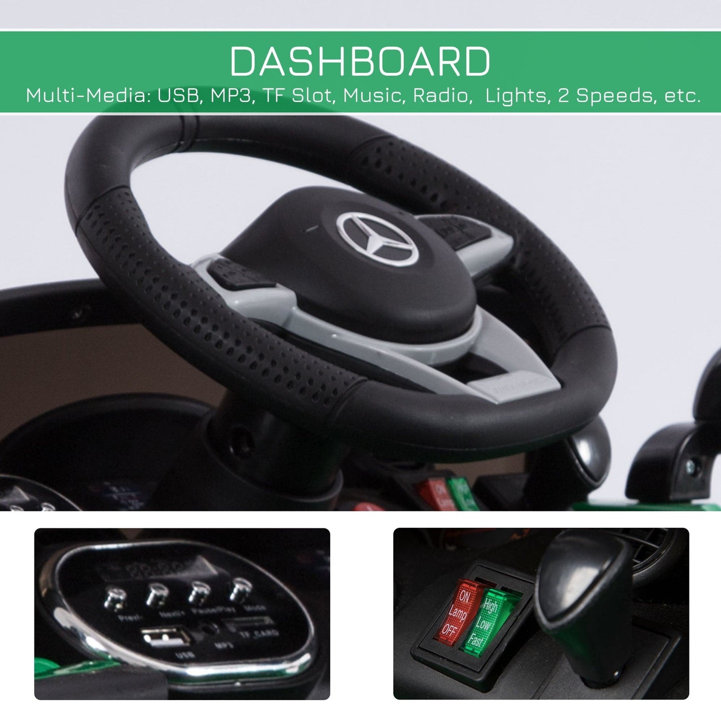 HOMCOM Mercedes-Benz GTR 12V Kids Electric Ride-On Car with Remote Control - maplin.co.uk