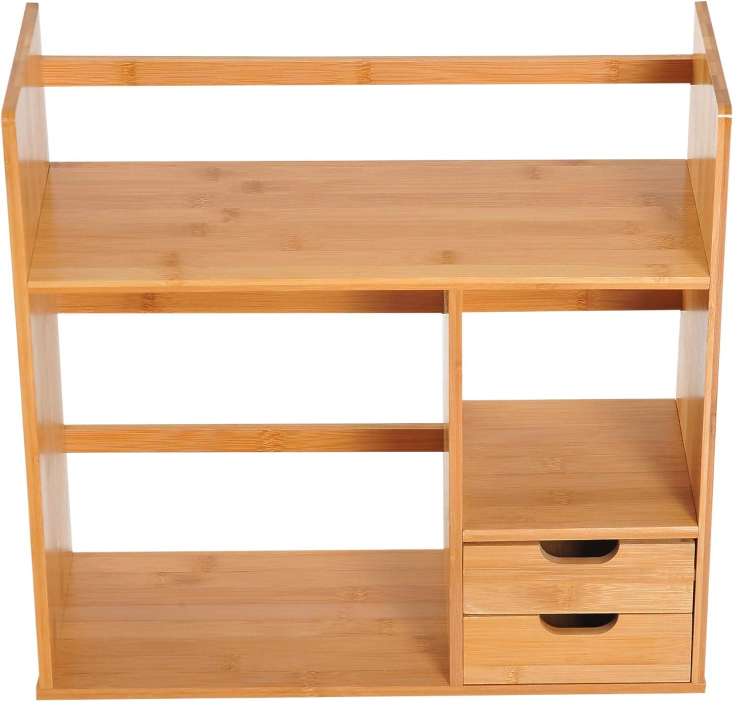 ProperAV Extra Desktop Stationery Desk Organiser with 2 Drawers - Bamboo