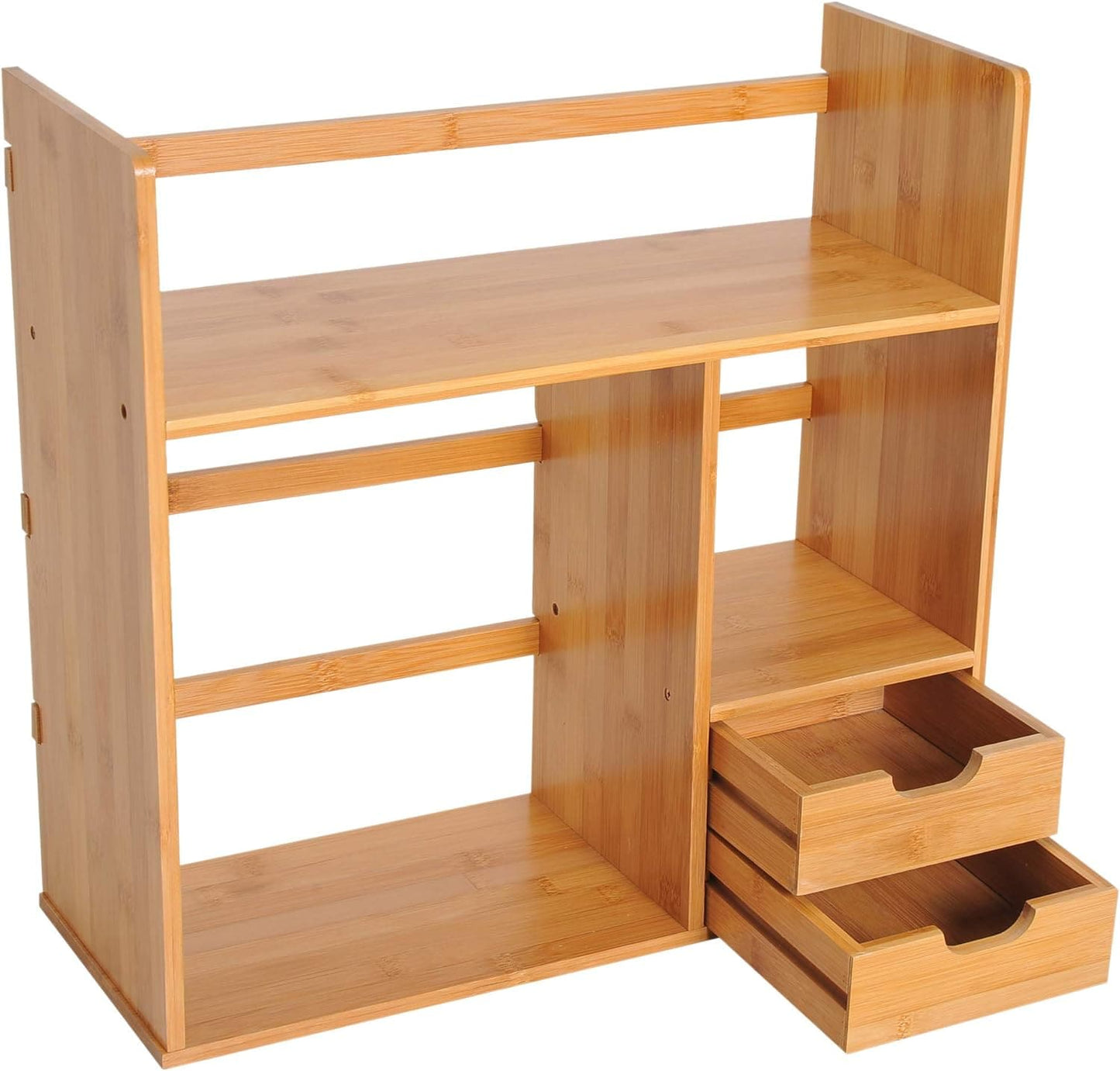 ProperAV Extra Desktop Stationery Desk Organiser with 2 Drawers - Bamboo