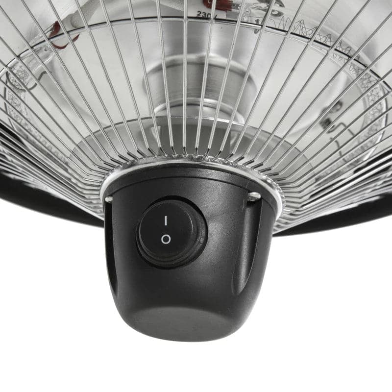 Maplin Plus Aluminium 600W Hanging Electric Patio Heater & Light with Adjustable Hook Chain - Black