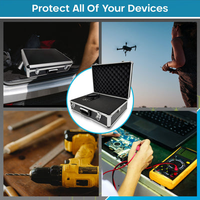 Maplin Plus Aluminium 150 x 460 x 330mm Flight Case with Shoulder Strap - Black