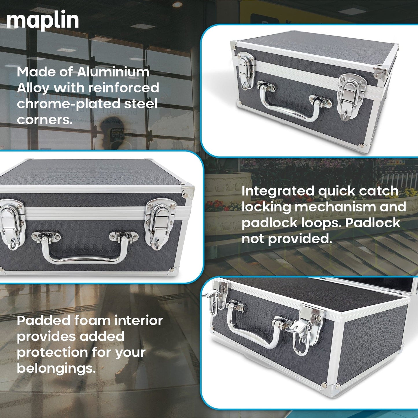Maplin Plus Aluminium 125 x 250 x 200mm Flight Case - Grey