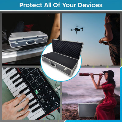 Maplin Plus Aluminium 190 x 680 x 300mm Flight Case - Grey