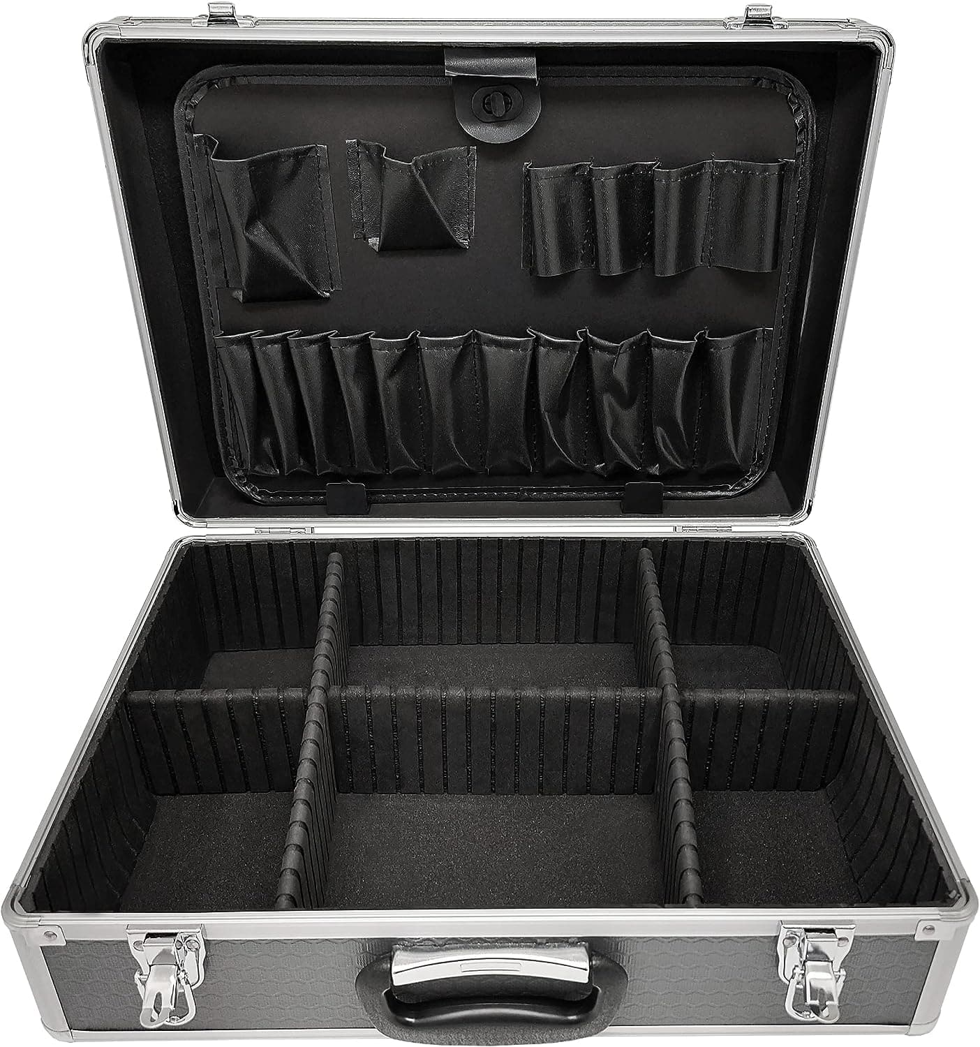 Maplin Plus Aluminium 150 x 460 x 330mm Flight Case with Dividers & Tool Panel - Grey