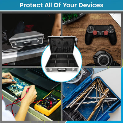 Maplin Plus Aluminium 150 x 460 x 330mm Flight Case with Dividers & Tool Panel - Grey