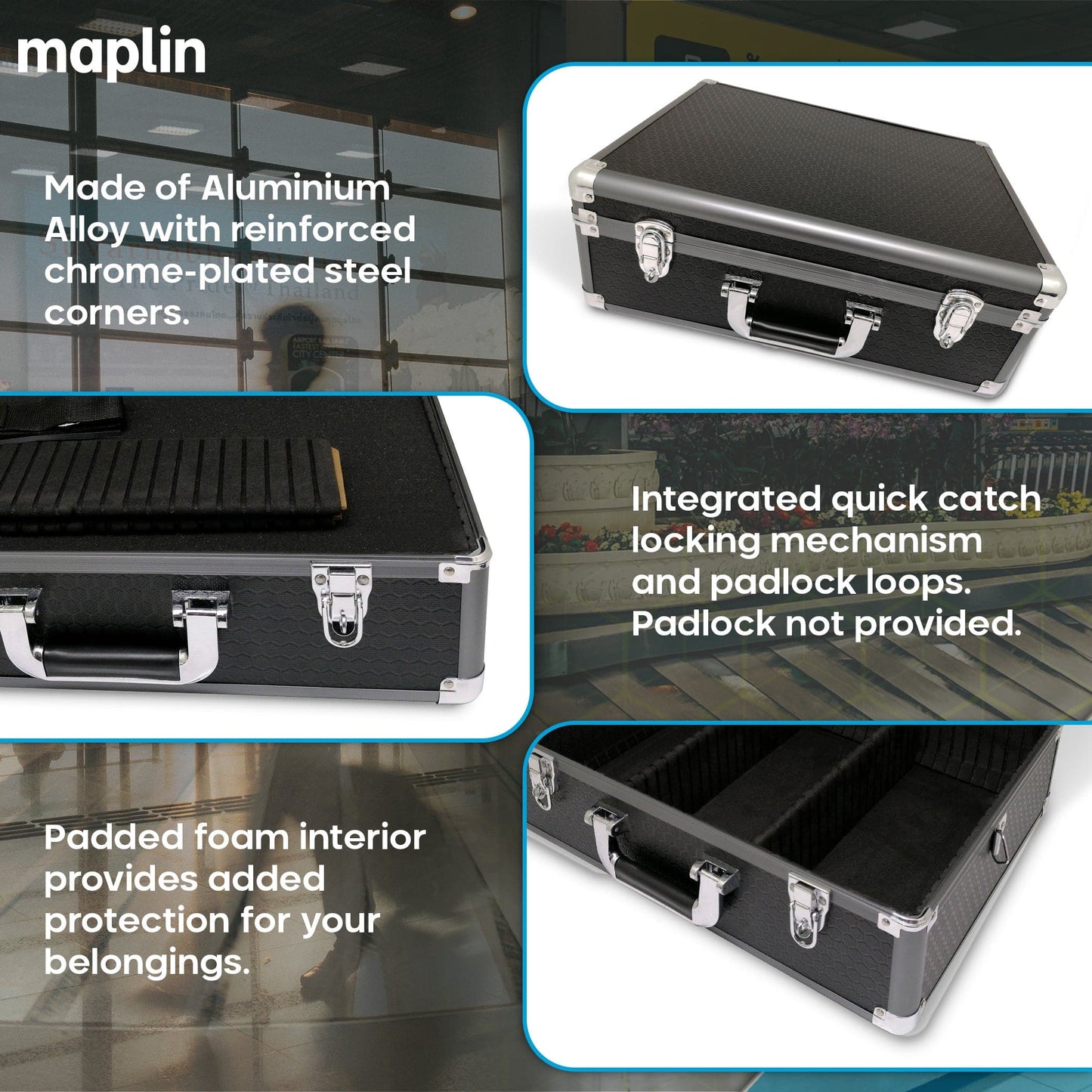 Maplin Plus Large Camera 170 x 460 x 340mm Flight Case - Gun Metal Grey