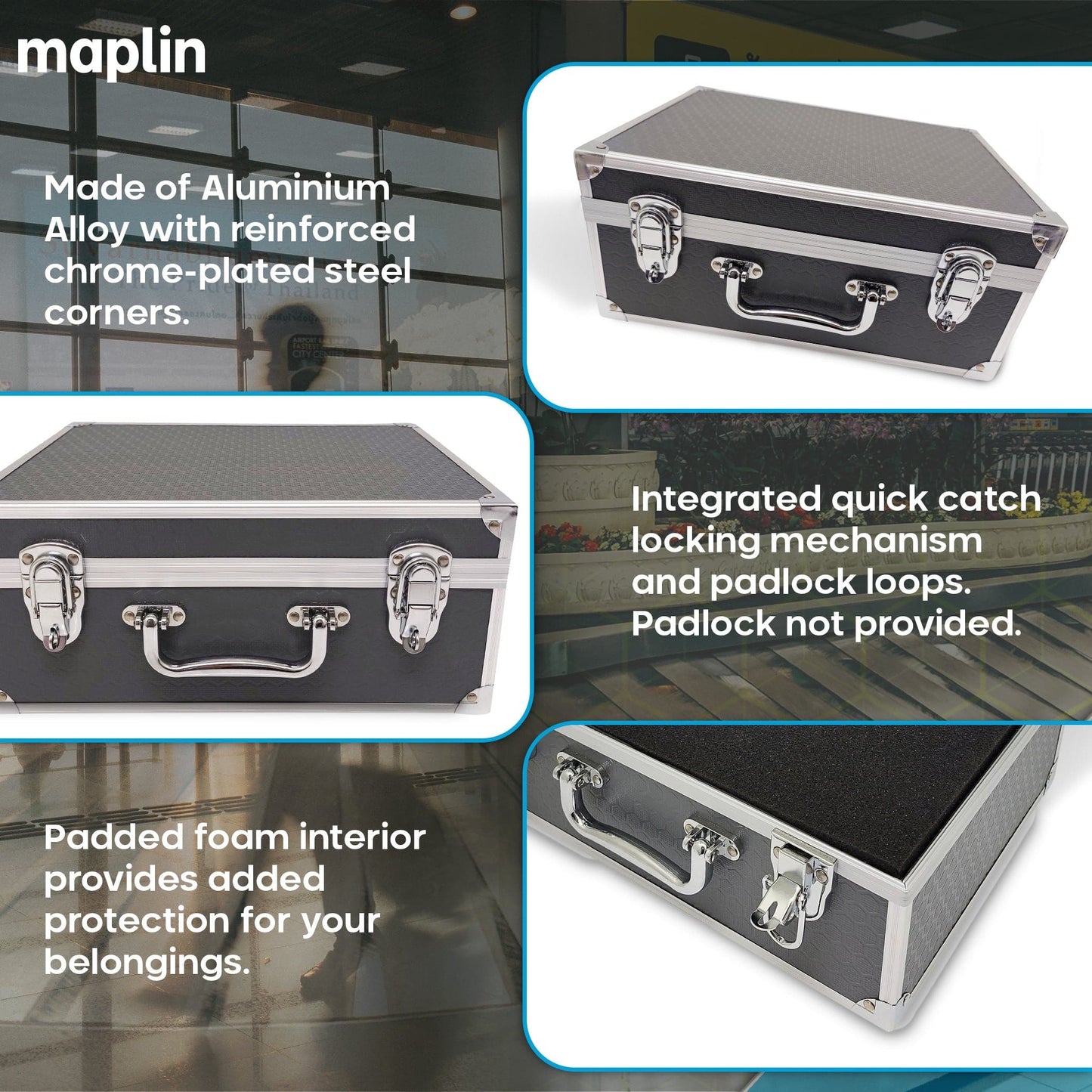 Maplin Plus Aluminium 130 x 310 x 240mm Flight Case - Grey
