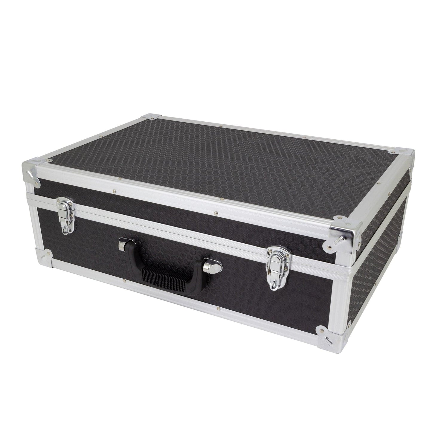 Maplin BC47 Aluminium 190 x 570 x 380mm Flight Case with Cubed Foam Block & Egg Lid Foam - Black - maplin.co.uk