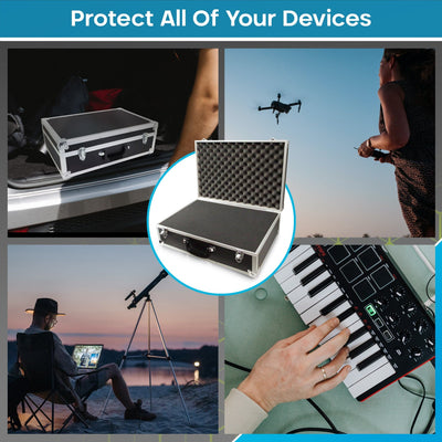 Maplin Plus BC47 Aluminium 190 x 570 x 380mm Flight Case with Cubed Foam Block & Egg Lid Foam - Black