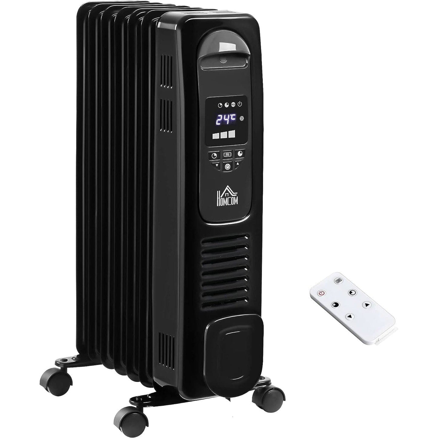 Maplin Plus 1630W 7 Fin Portable Oil Filled Radiator with Timer & Remote Control - maplin.co.uk