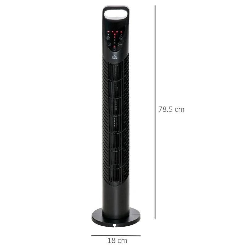 Maplin Plus 78.5cm Oscillating Tower Fan with Remote Control - Black - maplin.co.uk