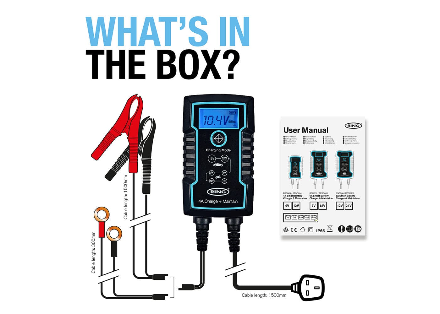 Ring Automotive 4A Smart Charger & Battery Maintainer