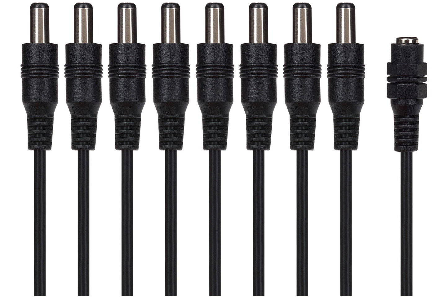 Maplin 8 Way Power Splitter Cable DC 1x Female 8x Male 5.5 x 2.1mm Plug for CCTV - Black - maplin.co.uk