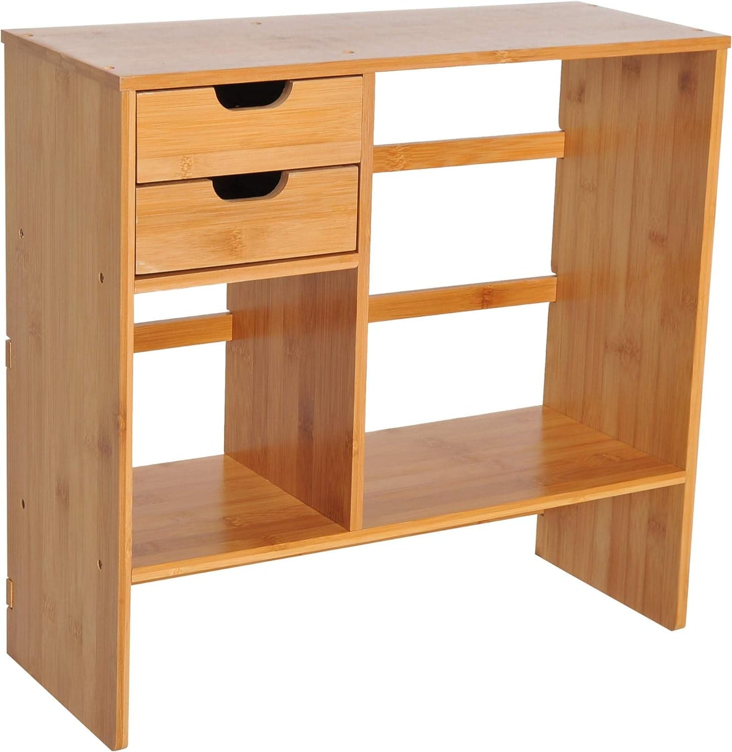 ProperAV Extra Desktop Stationery Desk Organiser with 2 Drawers - Bamboo