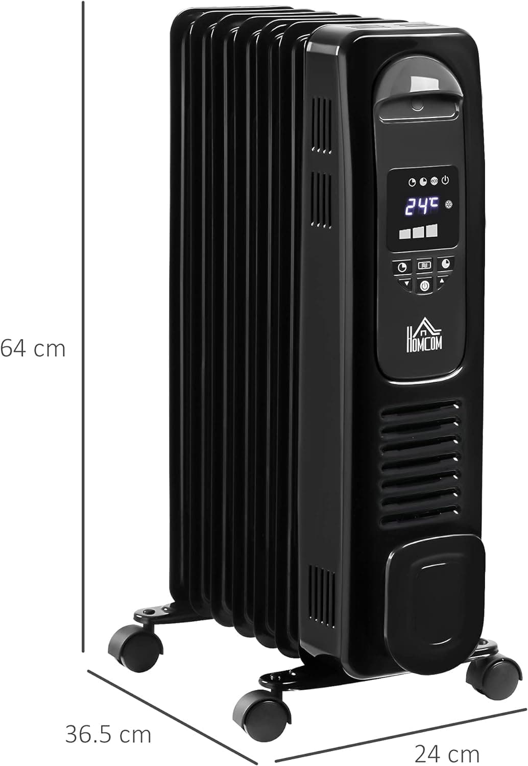 Maplin Plus 1630W 7 Fin Portable Oil Filled Radiator with Timer & Remote Control - maplin.co.uk