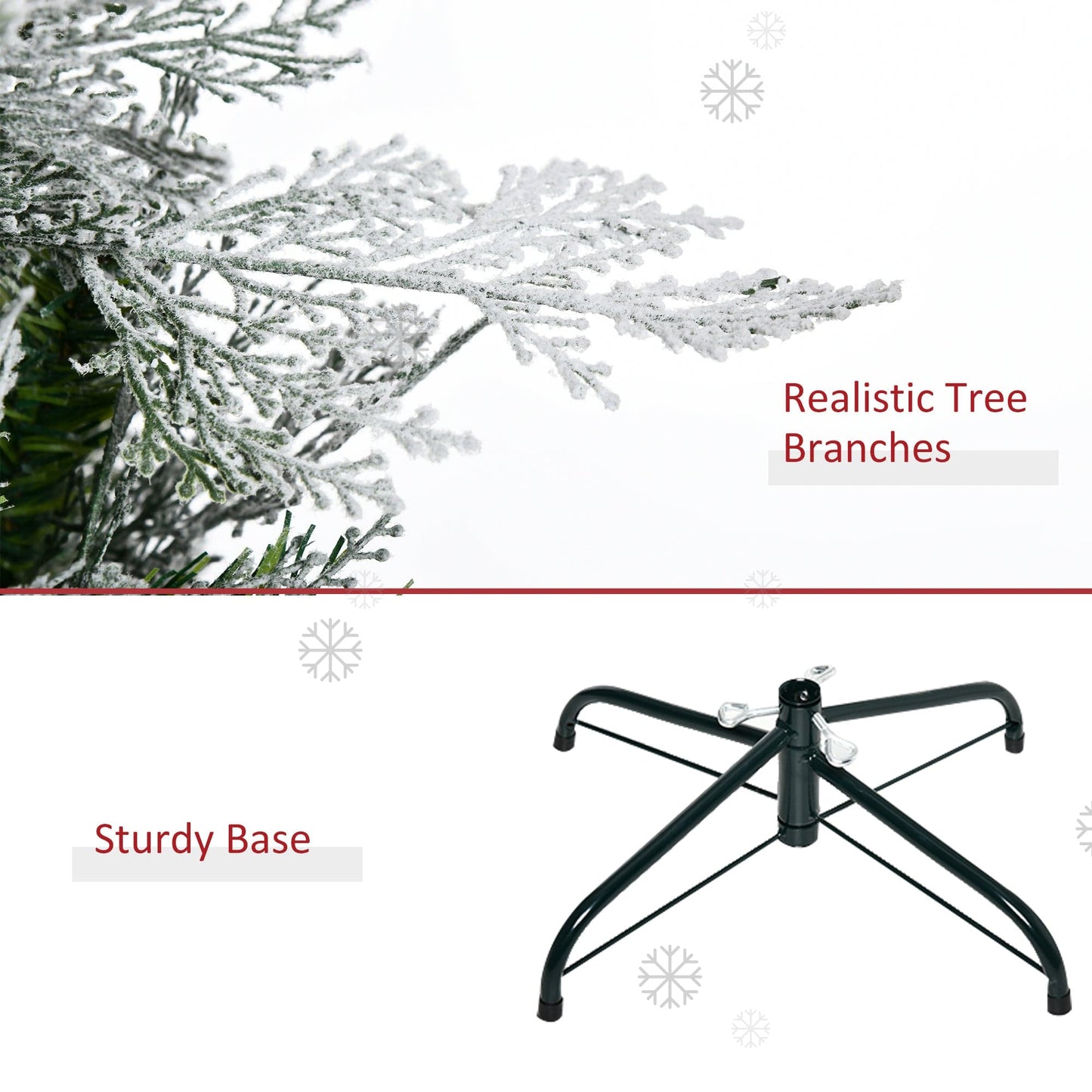 HOMCOM 6ft Pencil Snow Flocked Artificial Christmas Tree with Realistic Cypress Branches - maplin.co.uk