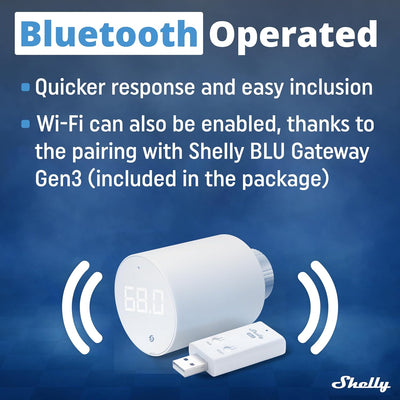 Shelly BLU TRV Smart Thermostatic Radiator Valve with Bluetooth and Zigbee Connectivity