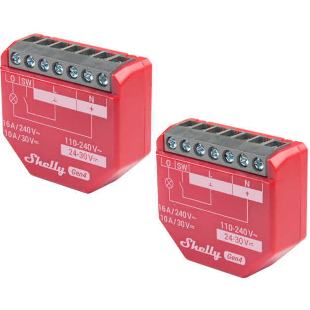 Shelly 1PM Gen4 WiFi/Zigbee-Operated Smart Switch with Power Monitoring (1 channel, 16A) Pack of 2