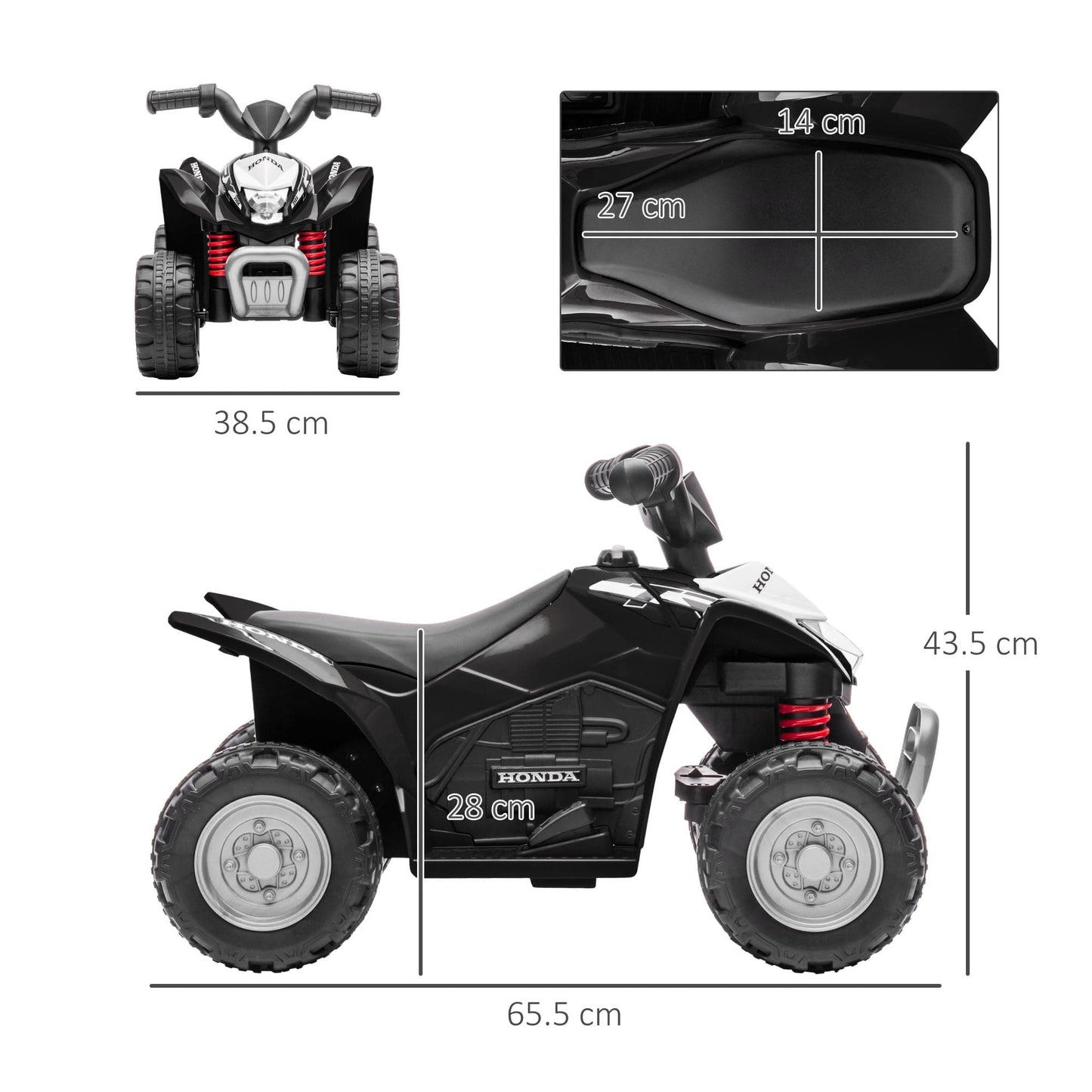 Maplin Plus AIYAPLAY Honda Licensed 6V Electric Ride On Kids Toy ATV Quad Bike with LED Lights & Horn for 1.5-3 Years