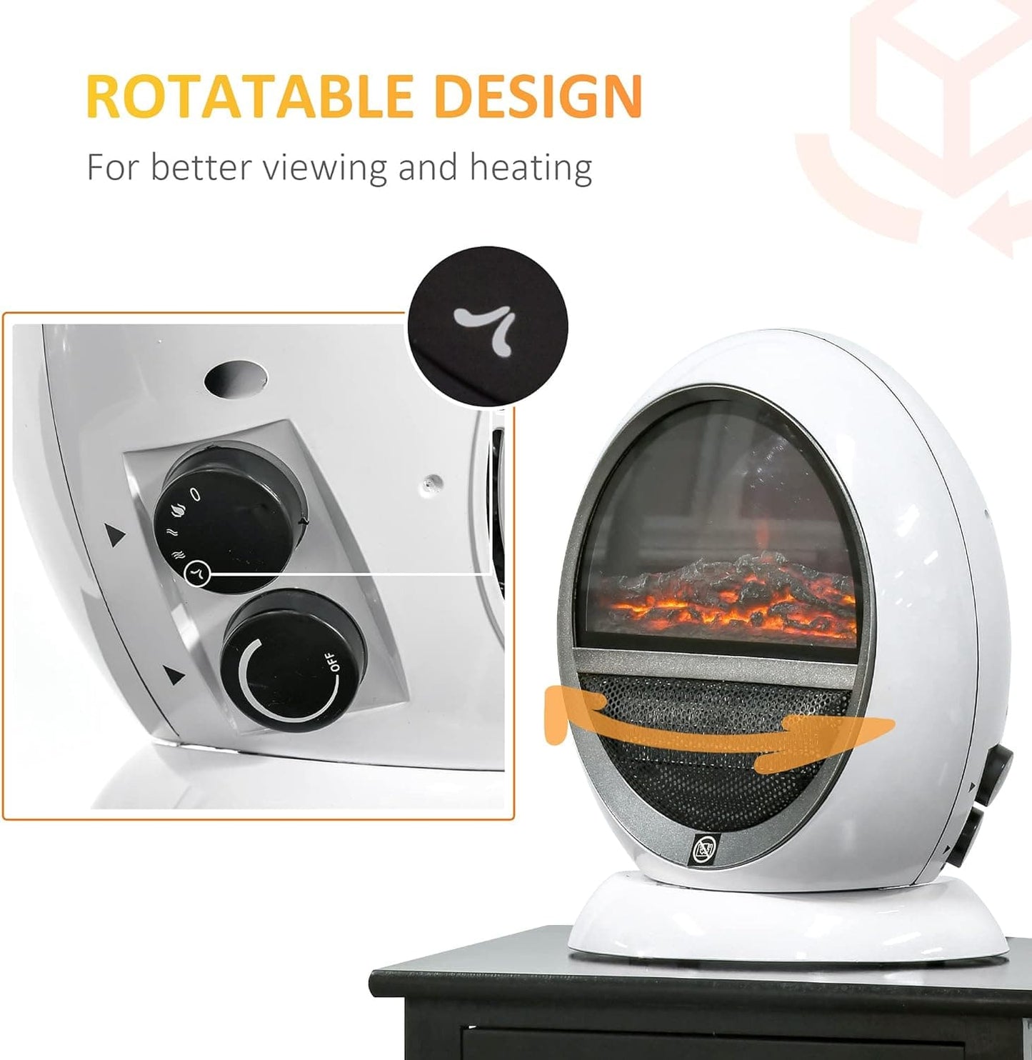 Maplin 1500W Freestanding Electric Fireplace Heater with Flame Effect & Rotatable Head - maplin.co.uk