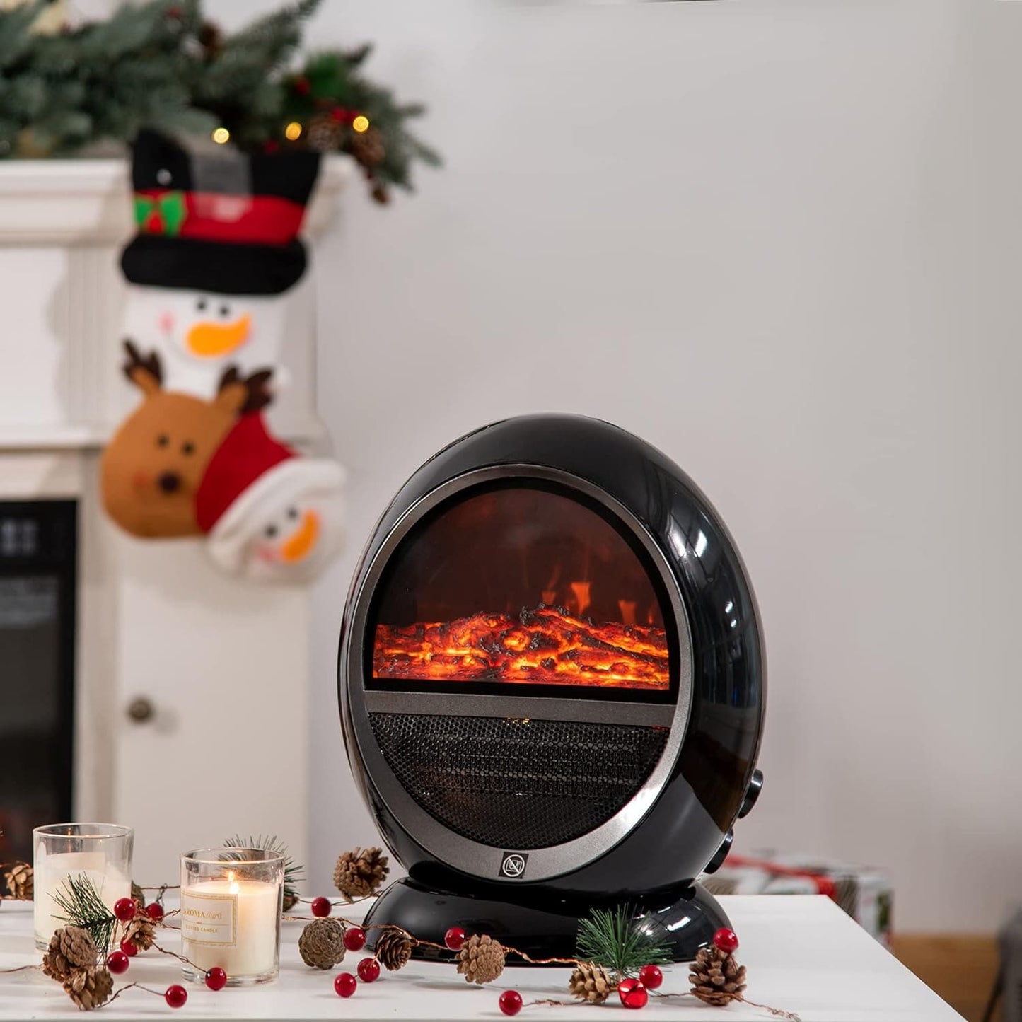 Maplin 1500W Freestanding Electric Fireplace Heater with Flame Effect & Rotatable Head - maplin.co.uk